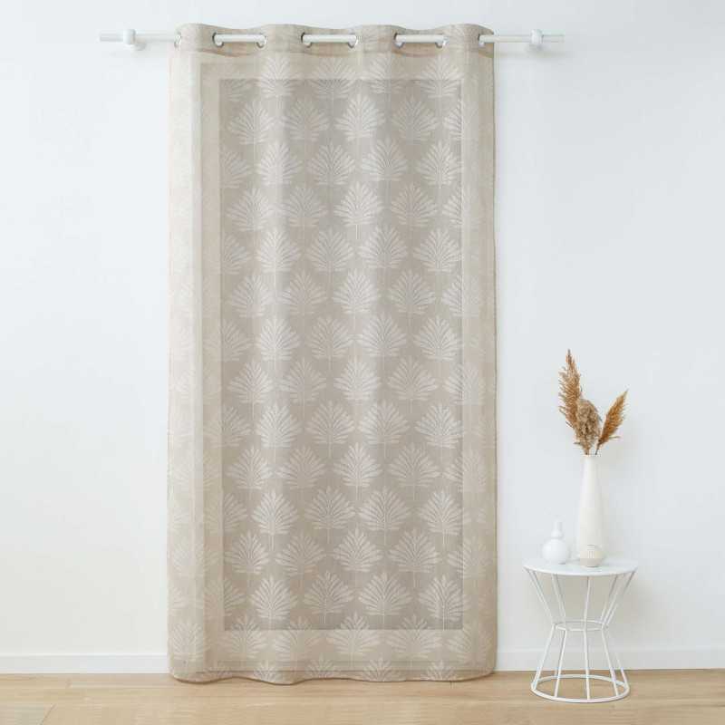 Panneau a oeillets 140 x 240 cm voile tisse applique levita taupe