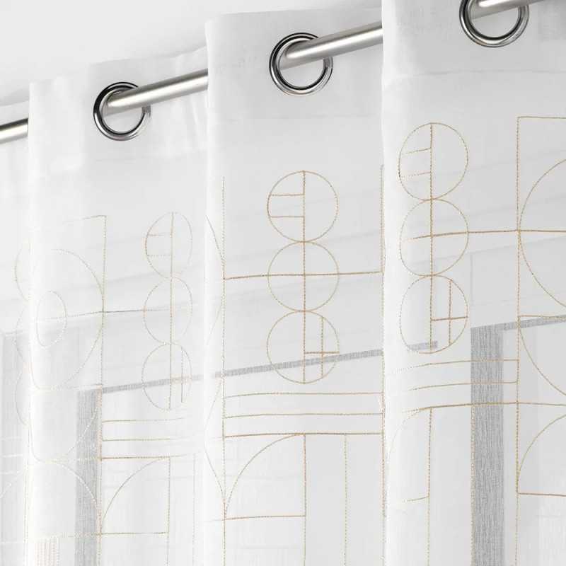 Panneau a oeillets 140 x 240 cm voile sable brode berry taupe