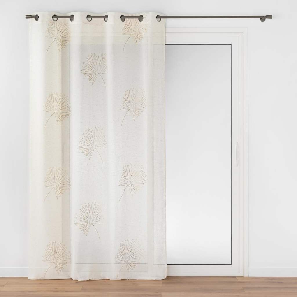 Panneau a oeillets 140 x 240 cm voile sable applique lotus