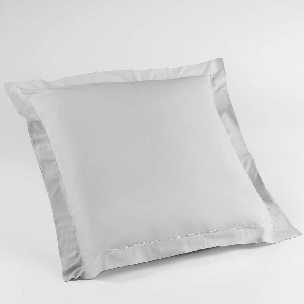 Taie d'oreiller volant plat 63 x 63 cm uni 57 fils lina blanche +point bourdon