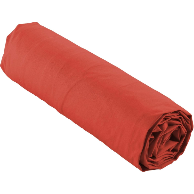 Drap housse 1 personne 90 x 190 cm percale uni 78 fils percaline terracotta