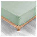 Drap housse 1 personne 90 x 190 cm percale uni 78 fils percaline sauge