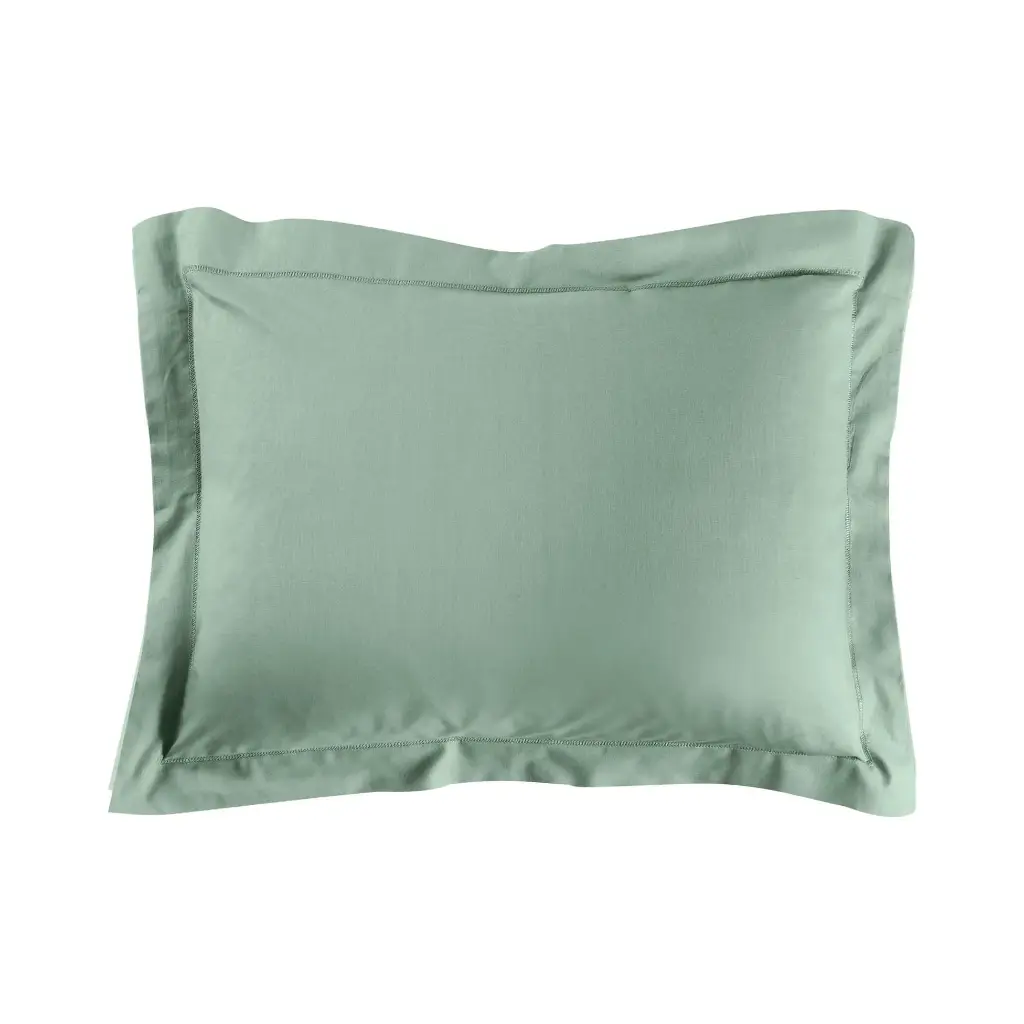 Taie d'oreiller vp 50 x 70 cm uni 57 fils lina sauge +point bourdon