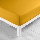 Drap housse 2 personnes 180 x 200 cm uni 57 fils lina curry