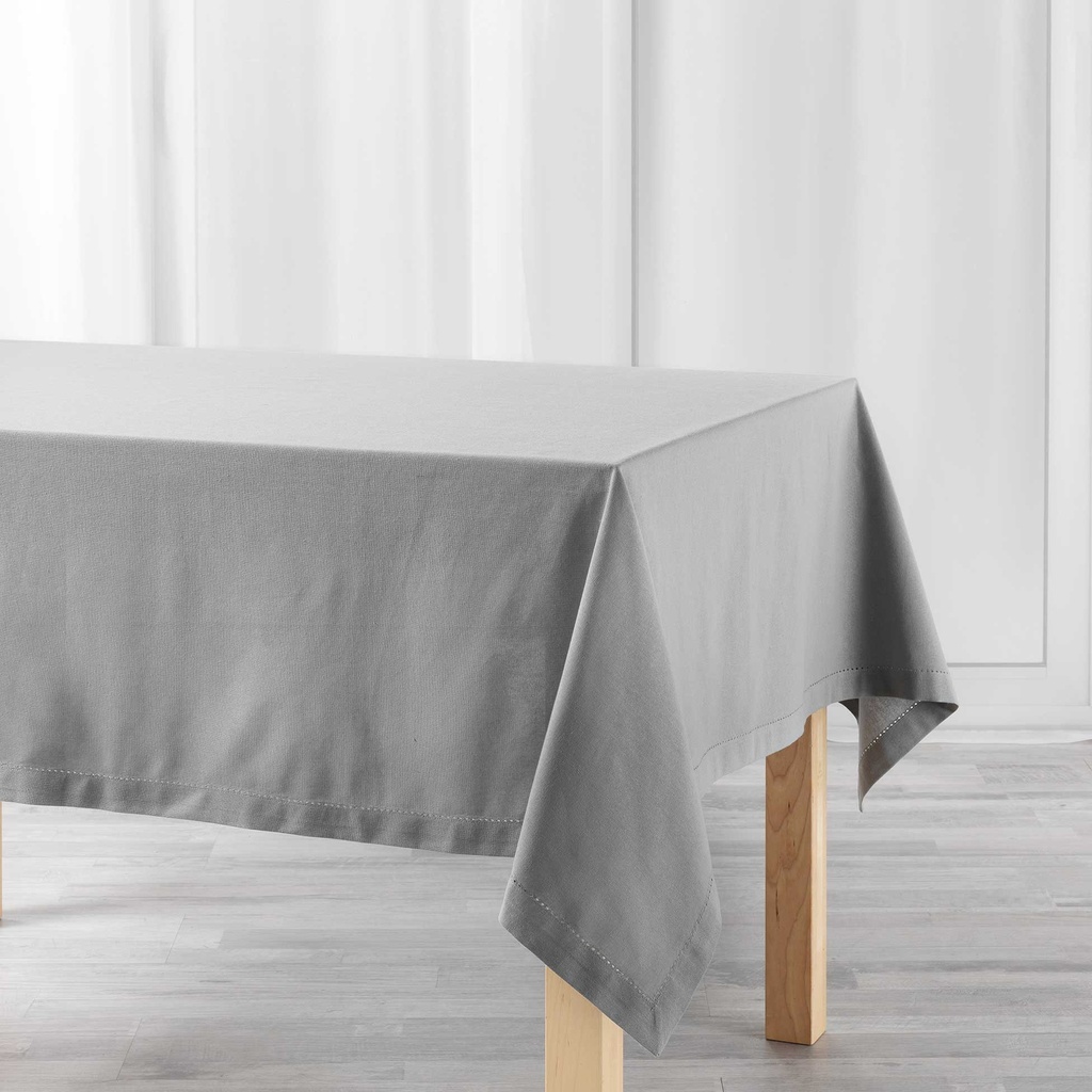 Nappe rectangle 140 x 240 cm coton uni charline gris