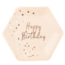 8 assiettes "happy birthday" confettis rose et rose gold 23x26cm