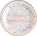 assiette joyeux anniversaire kraft et or