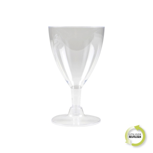 Set de 6 verres a pied en plastique reutilisable 18cl transparent