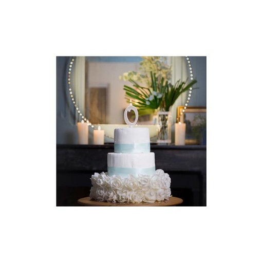 Bougie "0" calligraphie paillettes