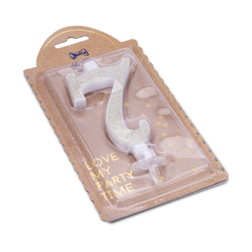 Bougie "7" calligraphie paillettes