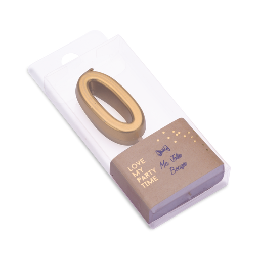 Bougie chiffre 0 metallise or 4.3cm sur pic
