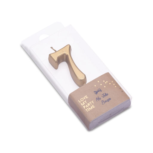 Bougie chiffre "7" metallise or 4.3 cm sur pic