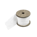 Ruban tissu dentelle blanche 4.5cmx2m sur bobine bois