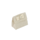 4 pochons a rabat lin et noeud ivoi re 6x7x4cm