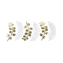 6 feuilles fougeres et eucalyptus b lanches et or 30cm