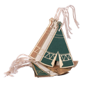 8 etiquettes tipi indian forest sur ficellekraft vert ivoire or 6.5x5c