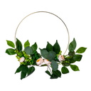 Couronne pivoines blush laurier euc alyptus cerle metal or diam 30cm