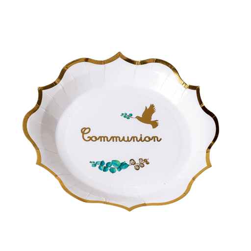 8 assiettes communion blanches vege