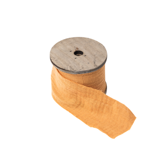 Ruban gaze de coton moutarde 4.5cmx 3m sur bobine bois