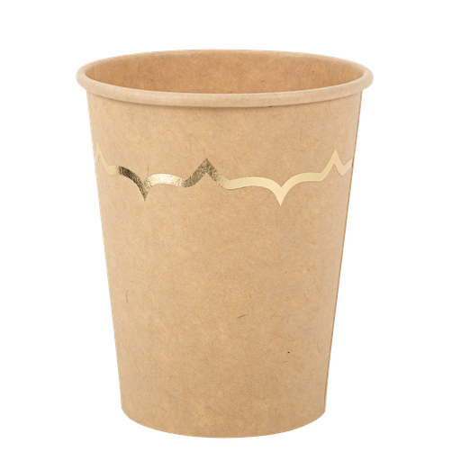 8 gobelet carton kraft et liseré or 255ml
