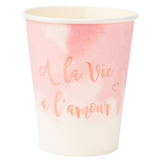 8 gobelets a la vie a l'amour degrade de roses & rose gold 255ml