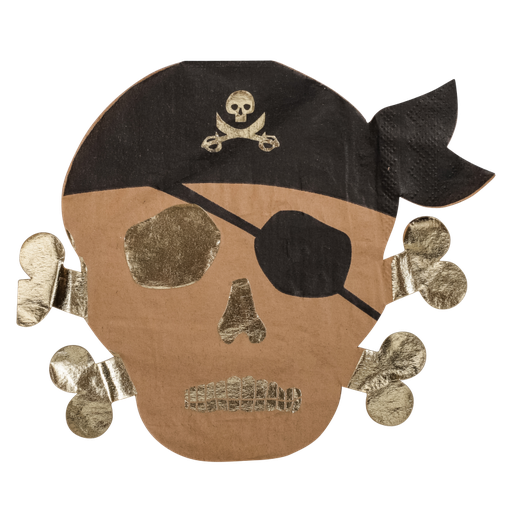 16 serviettes pirate papier kraft noir et or 33x26,2cm - 2 plis