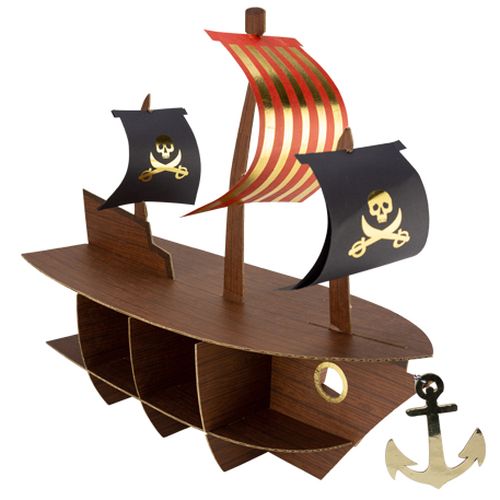 Présentoir bateau pirate carton 46,5x40x20cm