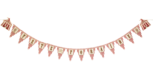 Guirlande fête foraine vintage papier 16 fanions ivoire et rouge 15x21cm - 2,40m