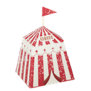 8 contenants circus vintage papier ivoire et rouge 6x6x7cm