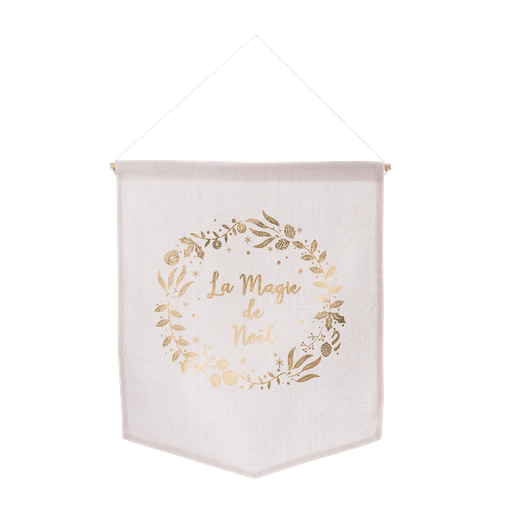 Suspension lin la magie de noel flo que or 32x38 cm