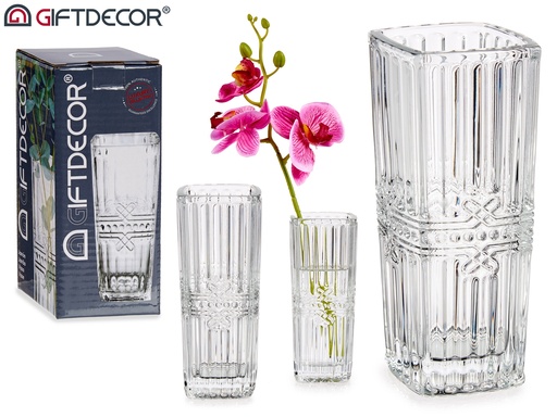 Pot de fleur verre carre transparent rub