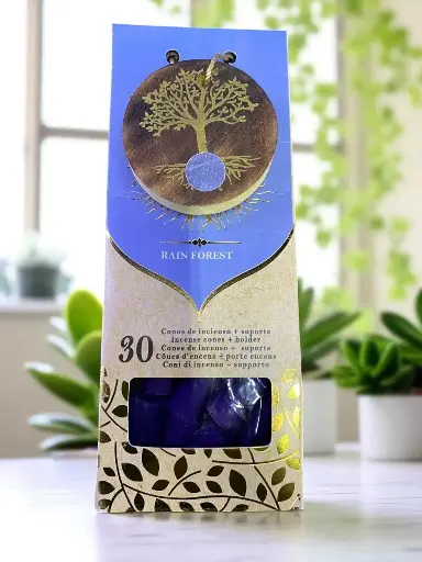 30 cônes d'encens support en bois rain forest