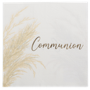 16 serviettes communion pampa blanc et or 3 plis 33x33cm