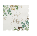 16 serviettes oh baby blanc vert et  or 3 plis 33x33cm
