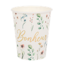 8 gobelet "bonheur" fleurs sauvages et or 255ml