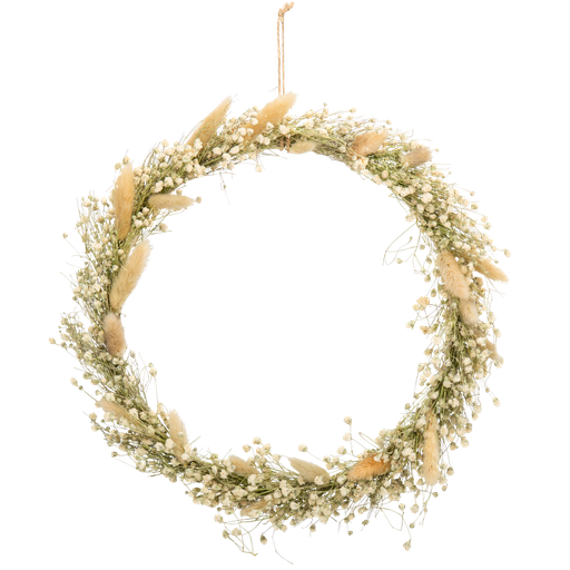 Couronne de gypsophile et pampa sec hés a suspendre