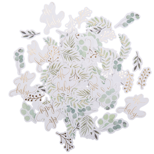 100 confettis oh baby vegetal et or 8 motifs de 3 a 4 cm