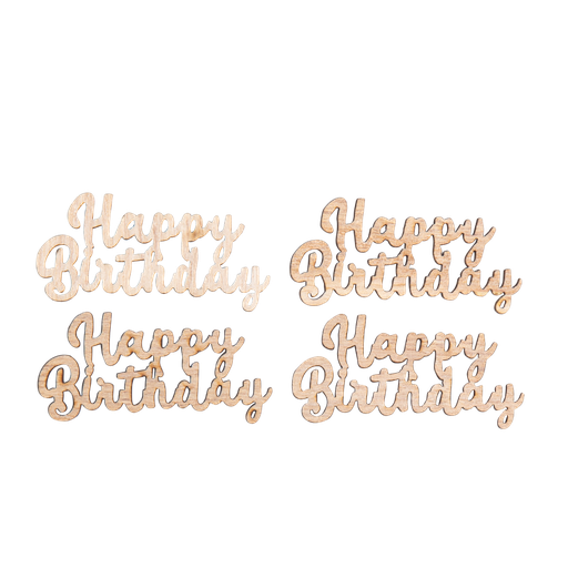 4 deco happy birthday en bois 6x3x0.3cm