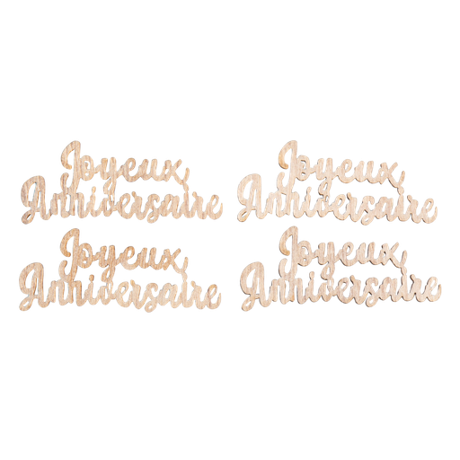 4 déco "joyeux anniversaire" en bois 6x2.5x0.3cm