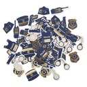 100 confettis police papier marine et or de 2 à 4,5cm