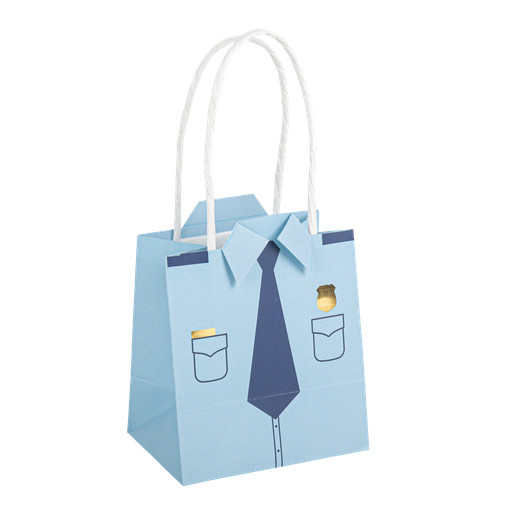 4 sacs à cadeaux police papier bleu, marine et or 10x12x7cm