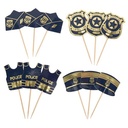 12 pics police papier marine et or 7,5 à 8,5cm modèles assortis recto verso