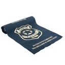 Chemin de table badge police effet lin marine et or 28cmx5m
