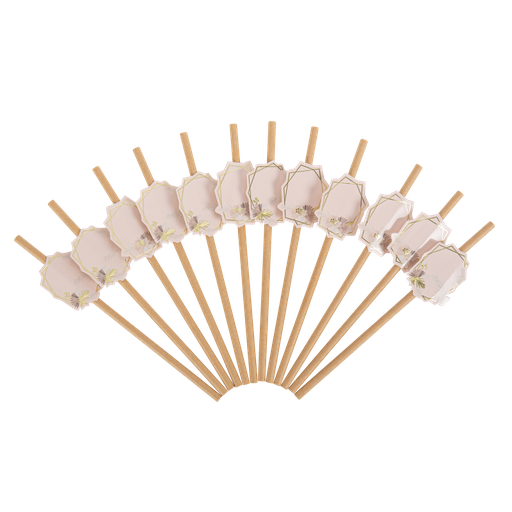 12 pailles boho kraft blush et or 1 9,5cm