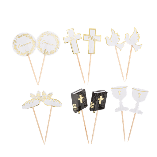 12 pics communion jolis brins blancs et or 7,5