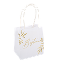 6 sacs cadeaux baptême jolis brins blancs et or 10 x 11 x 7 cm + anses blanches