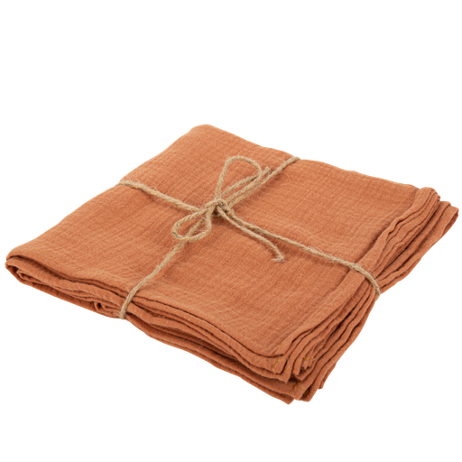 4 Serviettes  gaze de coton terracotta