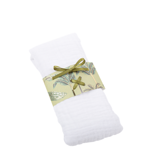 10 ronds de serviette tropical peacock dégradé de vert amande et or 16 x 4 cm + ruban