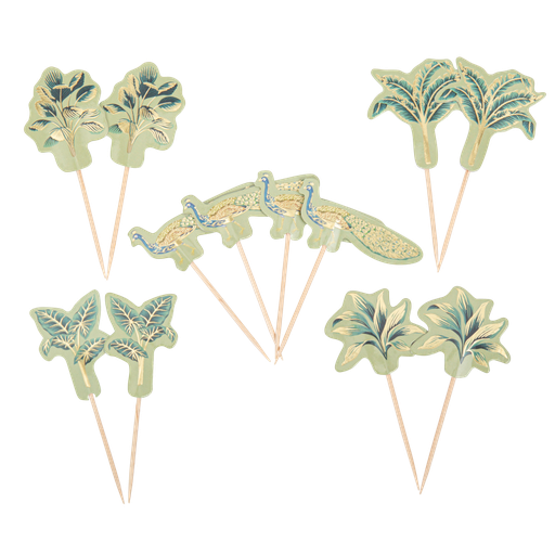 12 pics tropical peacock dégradé de vert amande et or de 7,5 à 9 cm