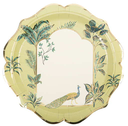 8 ass. tropical peacock dégradé de vert amande et or 23cm